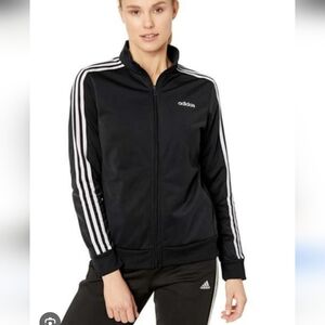 adidas Black Track Jacket with White Stripe Sleeves